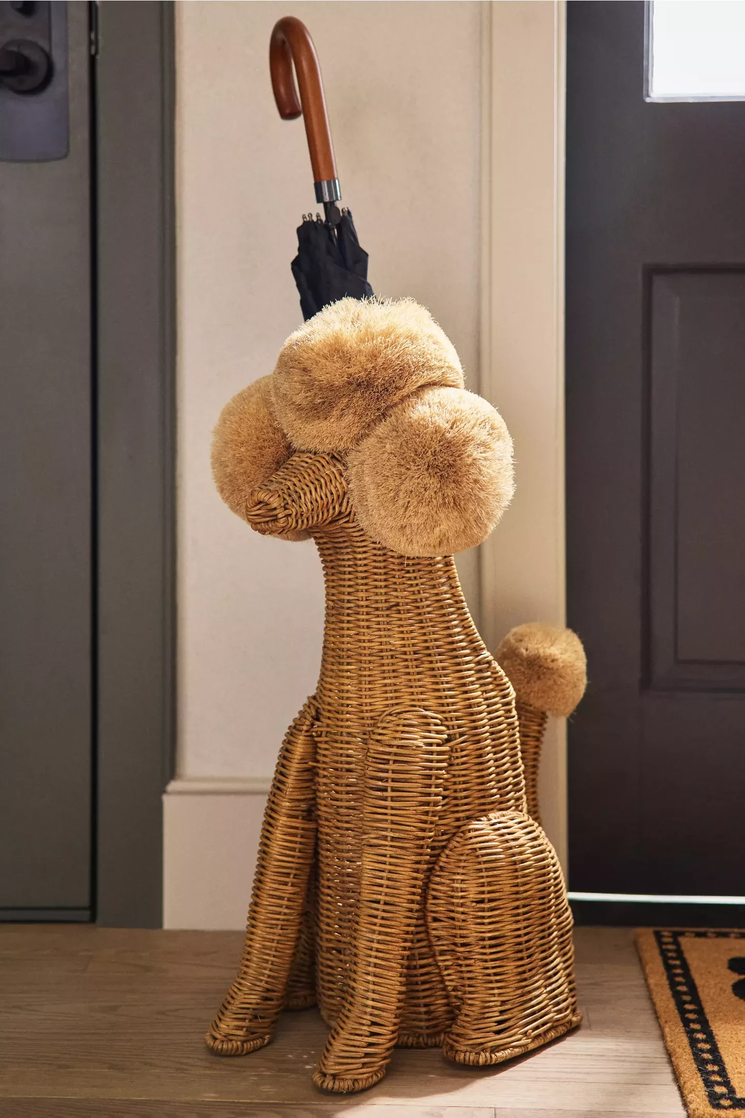 Poodle Dog Woven Wicker Basket by Anthropologie