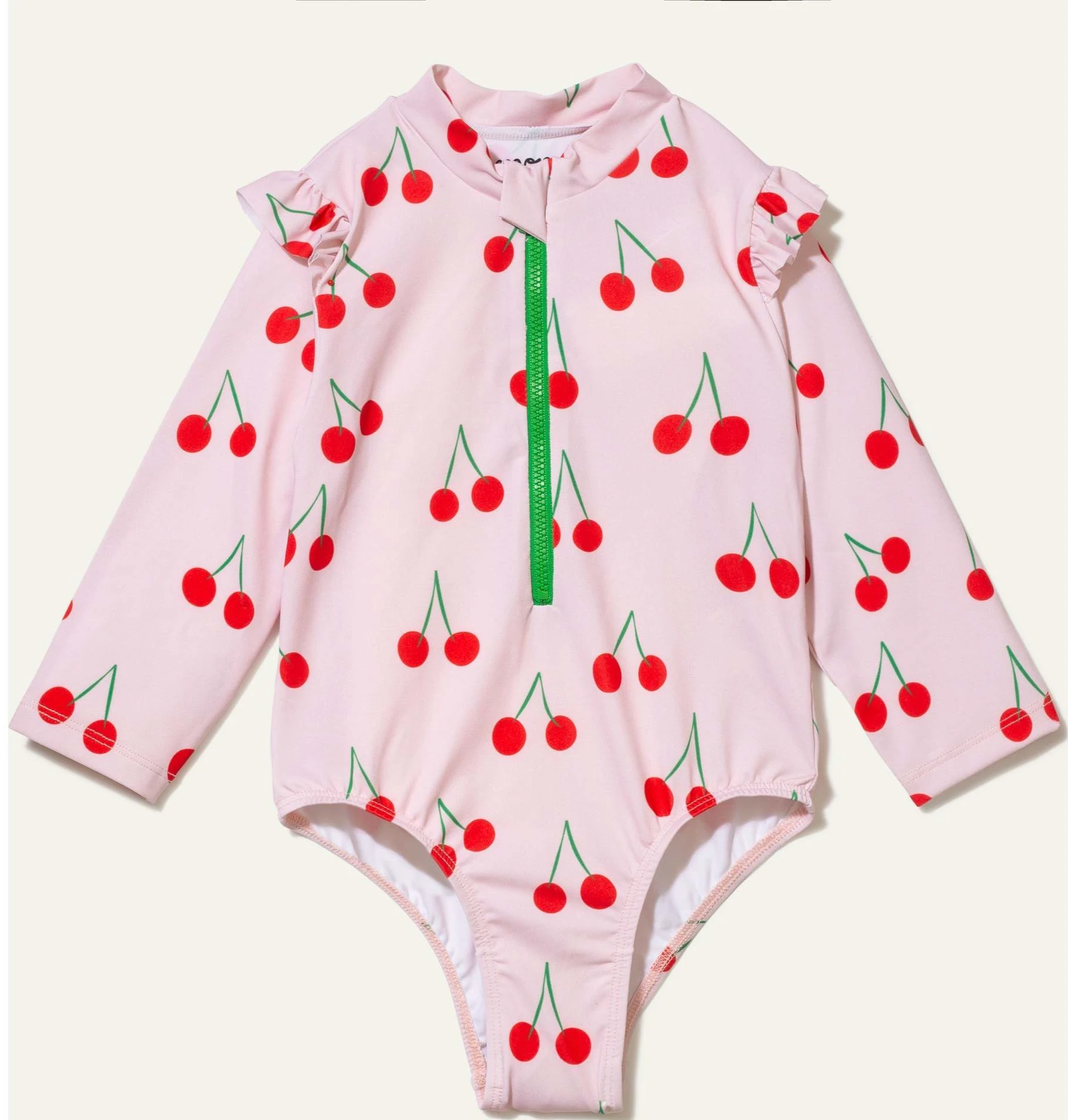 Recycled Swim Cherries Kid Zipped Rashguard by Mon Coeur