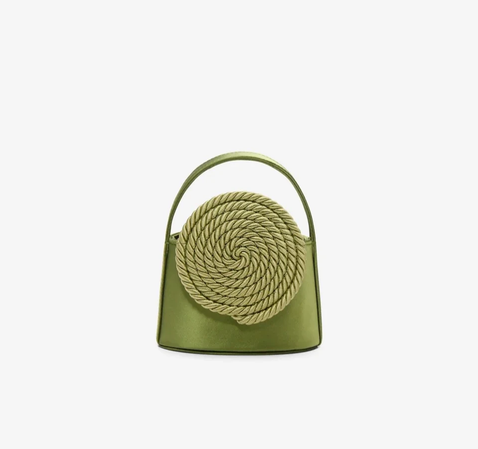 Mini Satin Bag with Passementerie in Olive by Destree