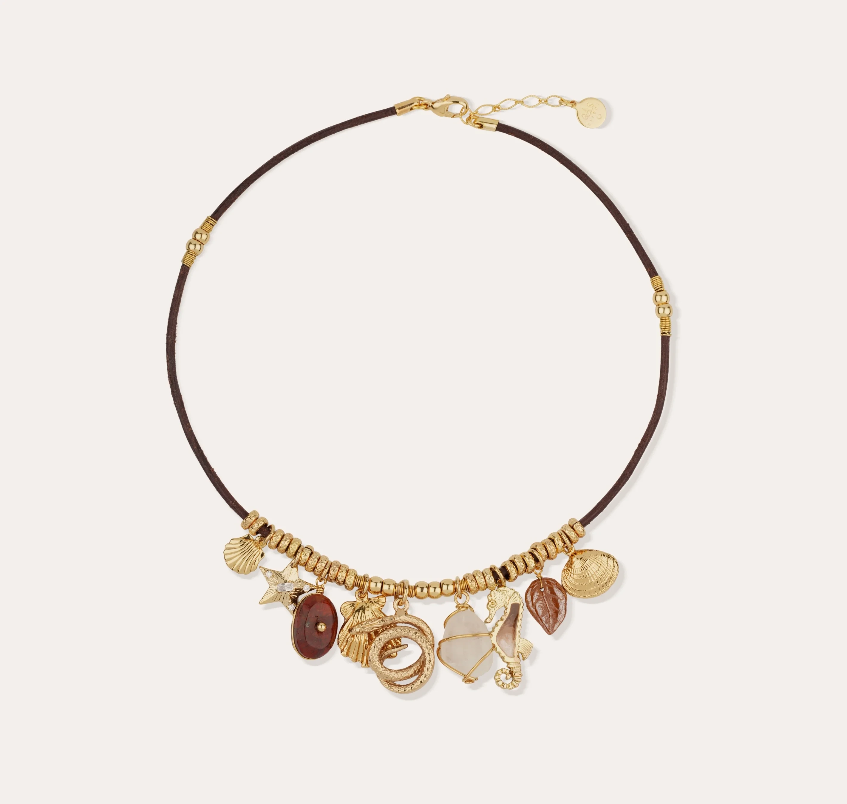 Bellagio necklace in Red Jasper & Rock Crystal by Gas Bijoux