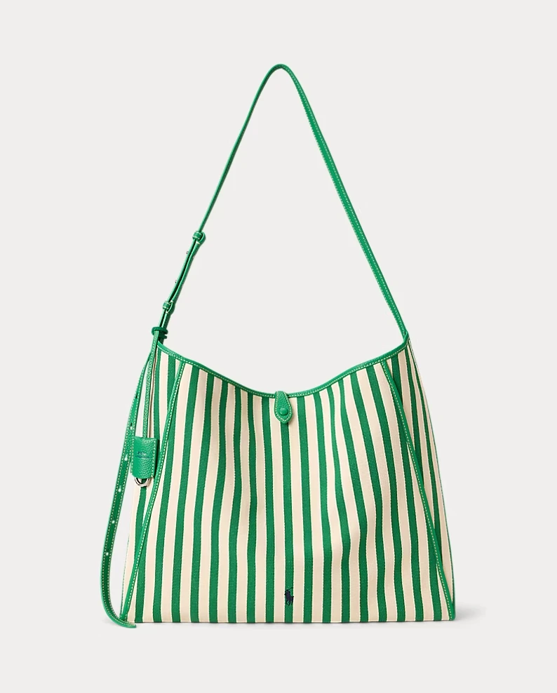 Striped Canvas Messenger Bag by Polo