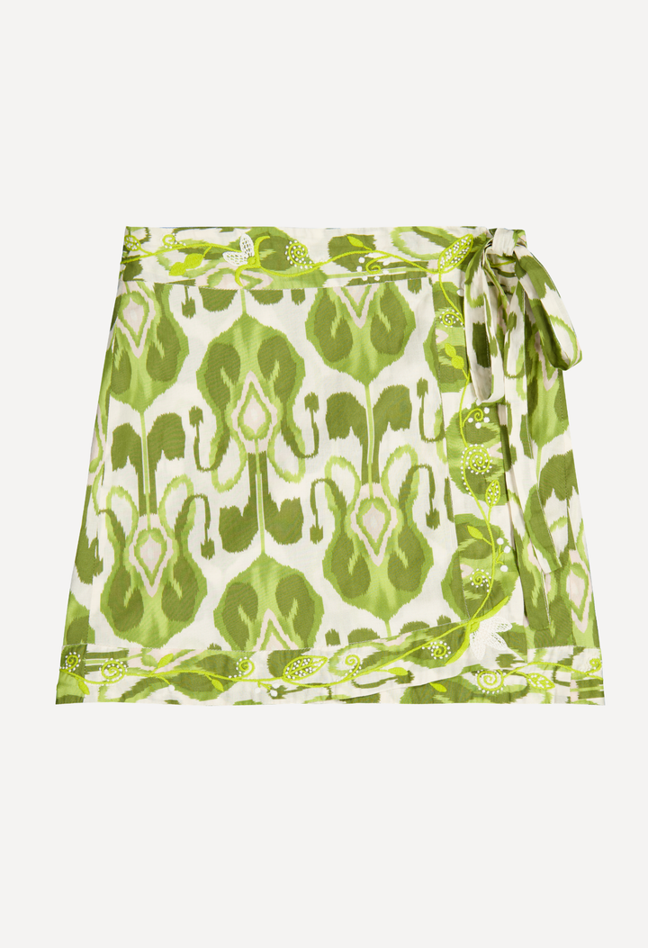 Amaya Green Fiesta Print Short Skirt by Mi Golondrina